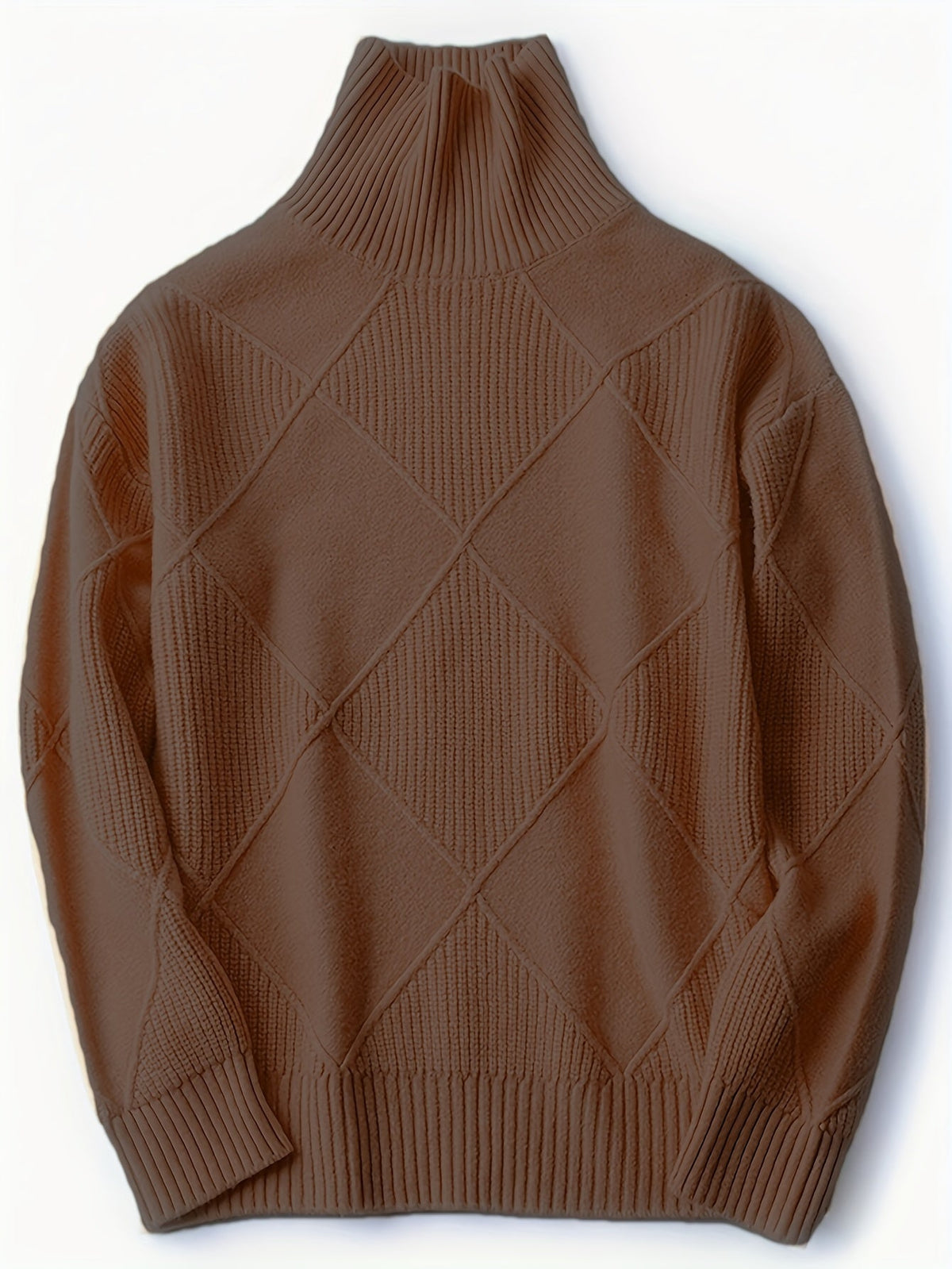 Women's Insulating Knit Turtleneck with Diamond Stitch Detail