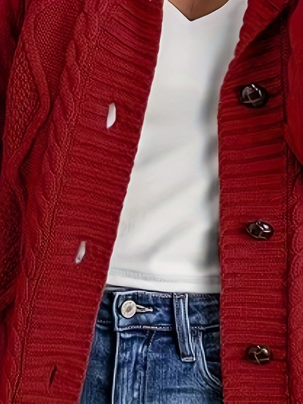 Women's Fleece-Lined Button-Up Hooded Knit Cardigan