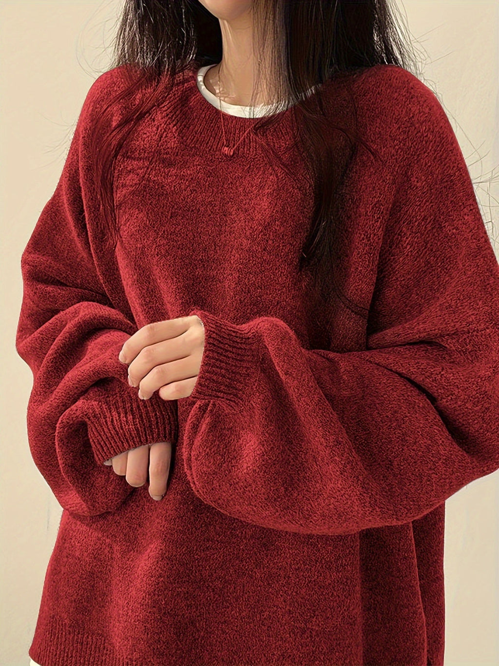Women's Heavyweight Crew Neck Sweater for Cold Days
