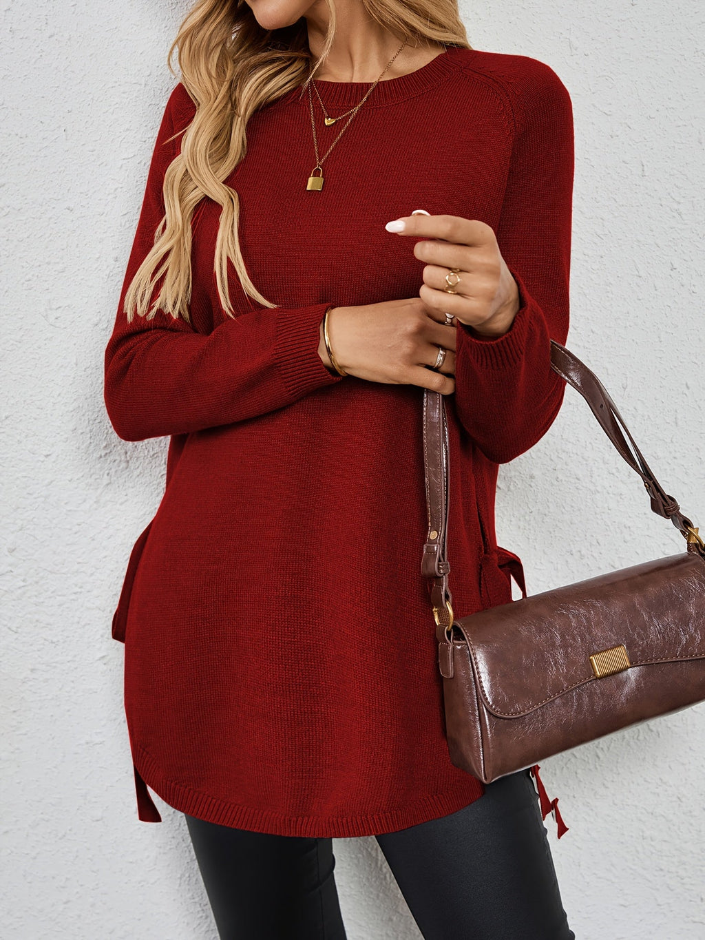 Women's Split-Side Tunic Length Pullover Sweater