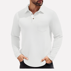Men's Long Sleeve Polo Shirt Chest Pocket Casual Fit