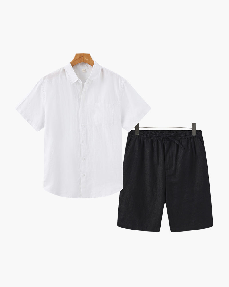 Men's Linen Shirt and Shorts Relaxed Summer Set