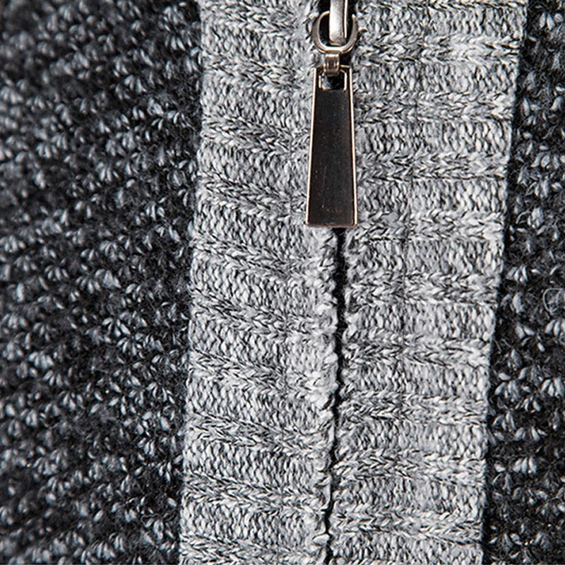 Men's Full Zip Knit Cardigan with Stand Collar