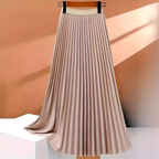 Women's Pleated Midi Skirt High Waist A-Line Style