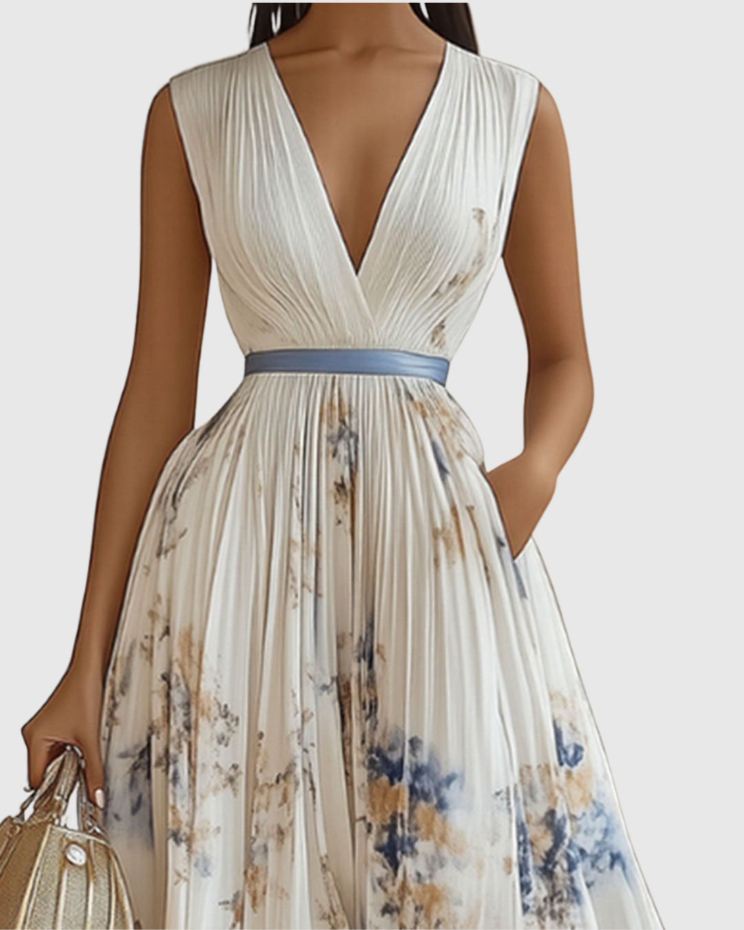Women's Elegant Pleated Maxi Dress