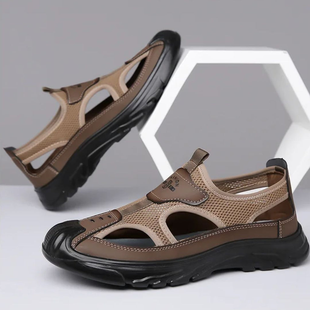 Men's Closed Toe Mesh Trekking Sandals Rugged Grip Sole