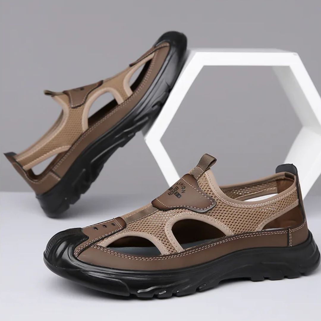 Men's Closed Toe Mesh Trekking Sandals Rugged Grip Sole