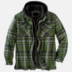Men's Warm Hooded Overshirt Jacket Printed Quilted Layer