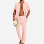 Men's Summer Co Ord Set Textured Shirt Relaxed Trousers