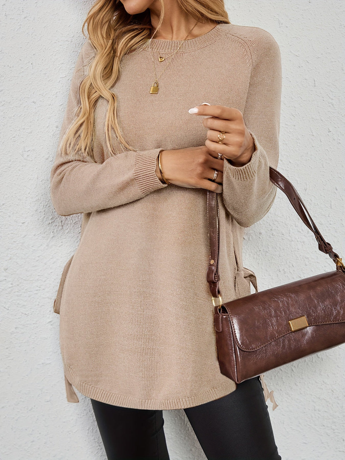 Women's Split-Side Tunic Length Pullover Sweater