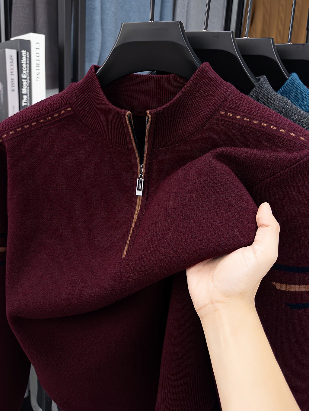 Men's Smart-Casual Knit Pullover with Half-Zip Neckline