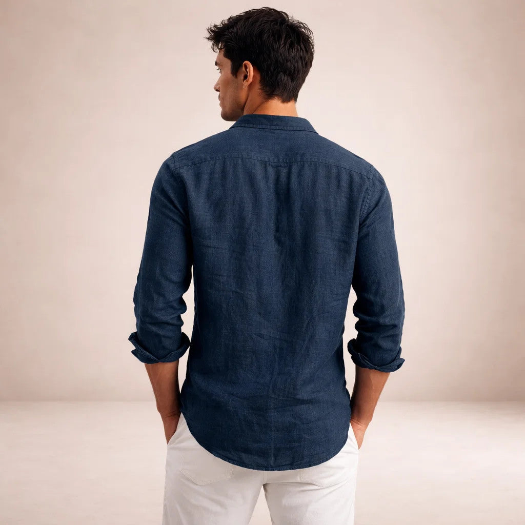 Men's Regular Fit Linen Button Down Casual Shirt