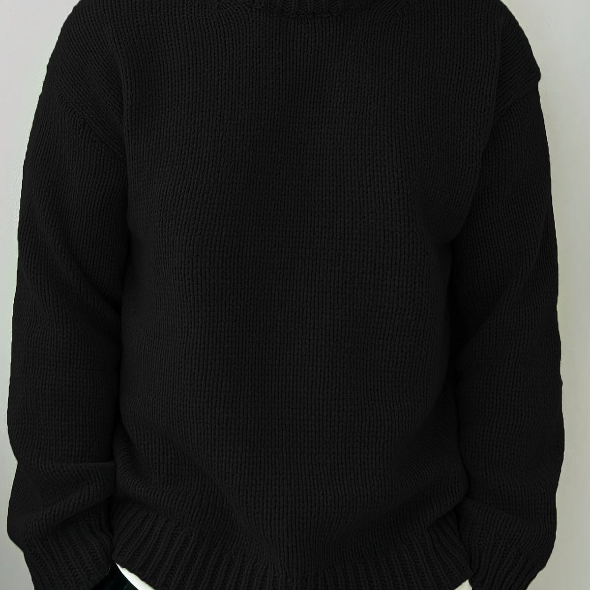 Women's Roomy Everyday Crewneck Sweater - Black