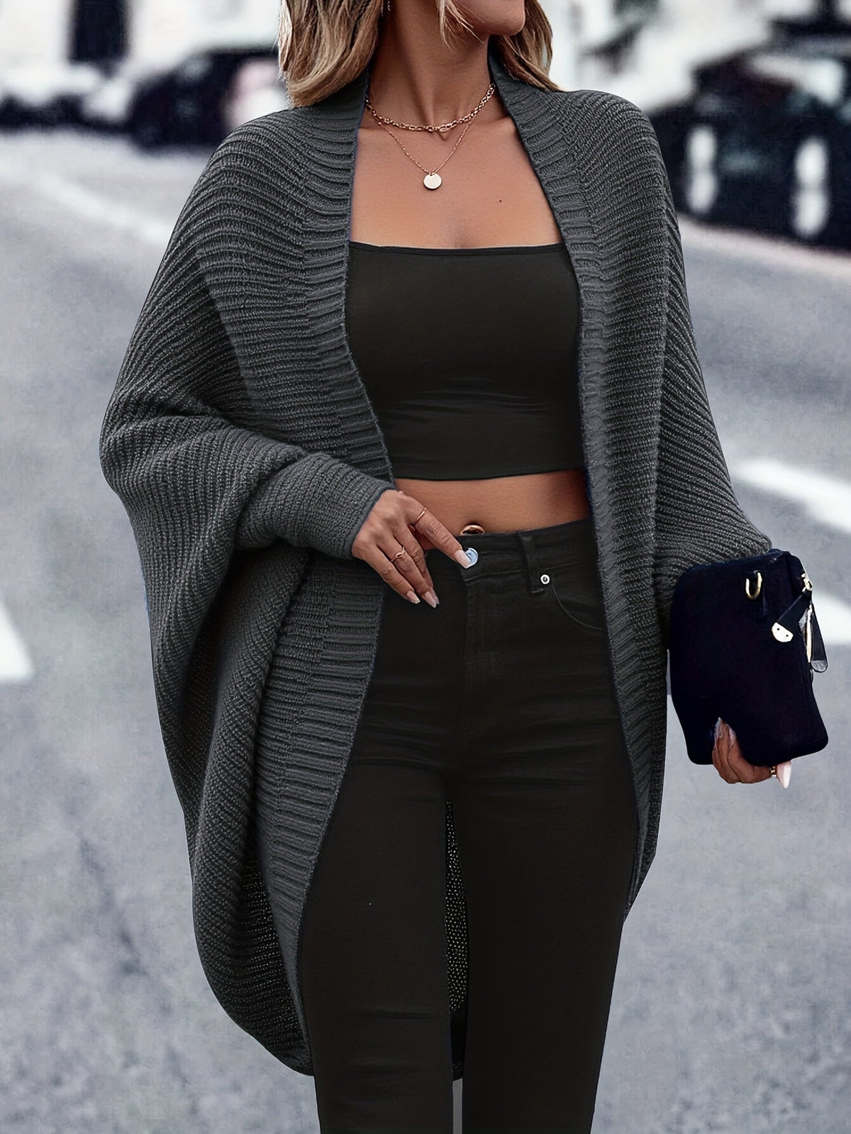 Women's Relaxed Longline Knit Cardigan for Holiday Layering