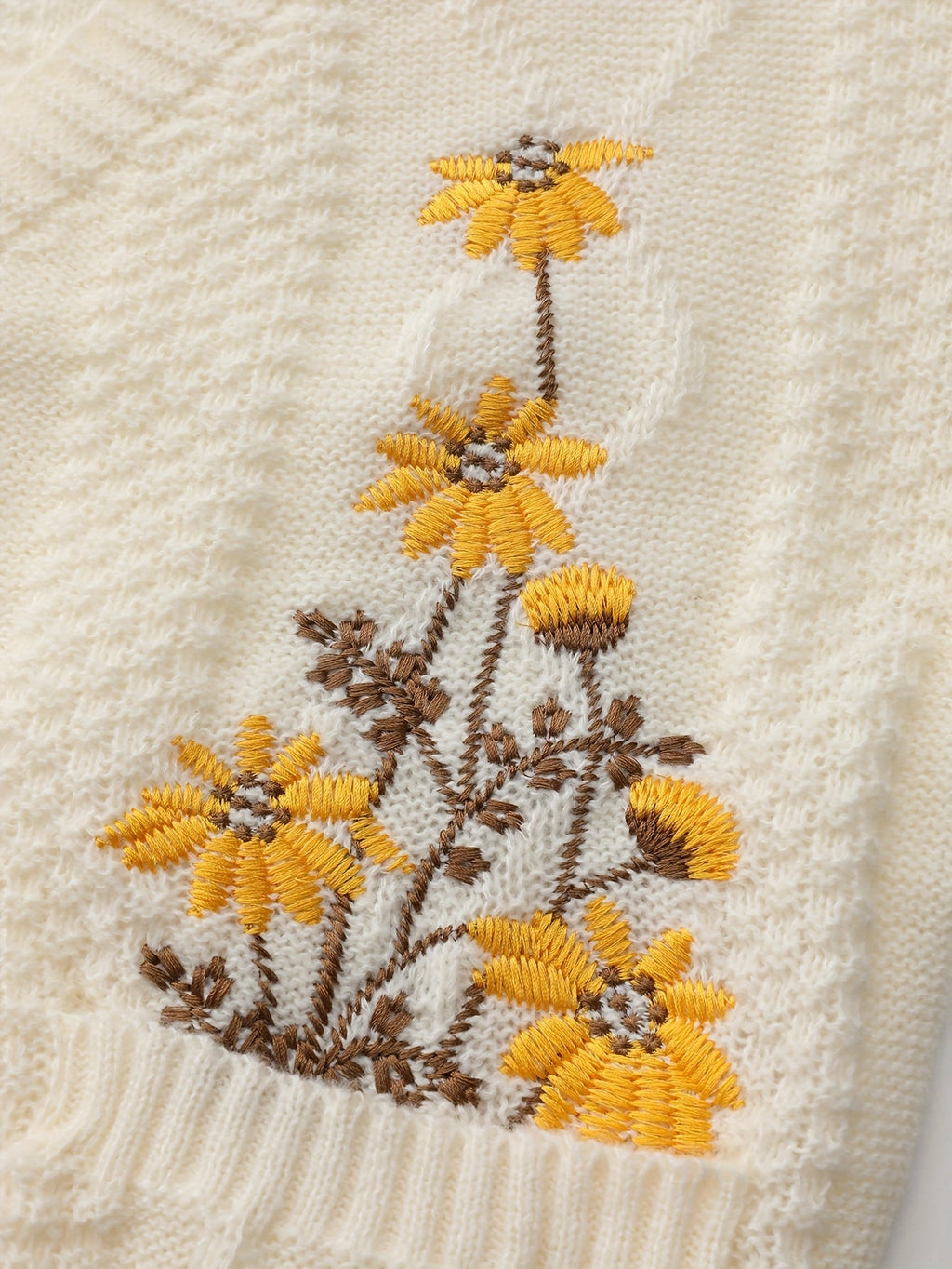 Women's Delicate Floral Stitch Knit Cardigan