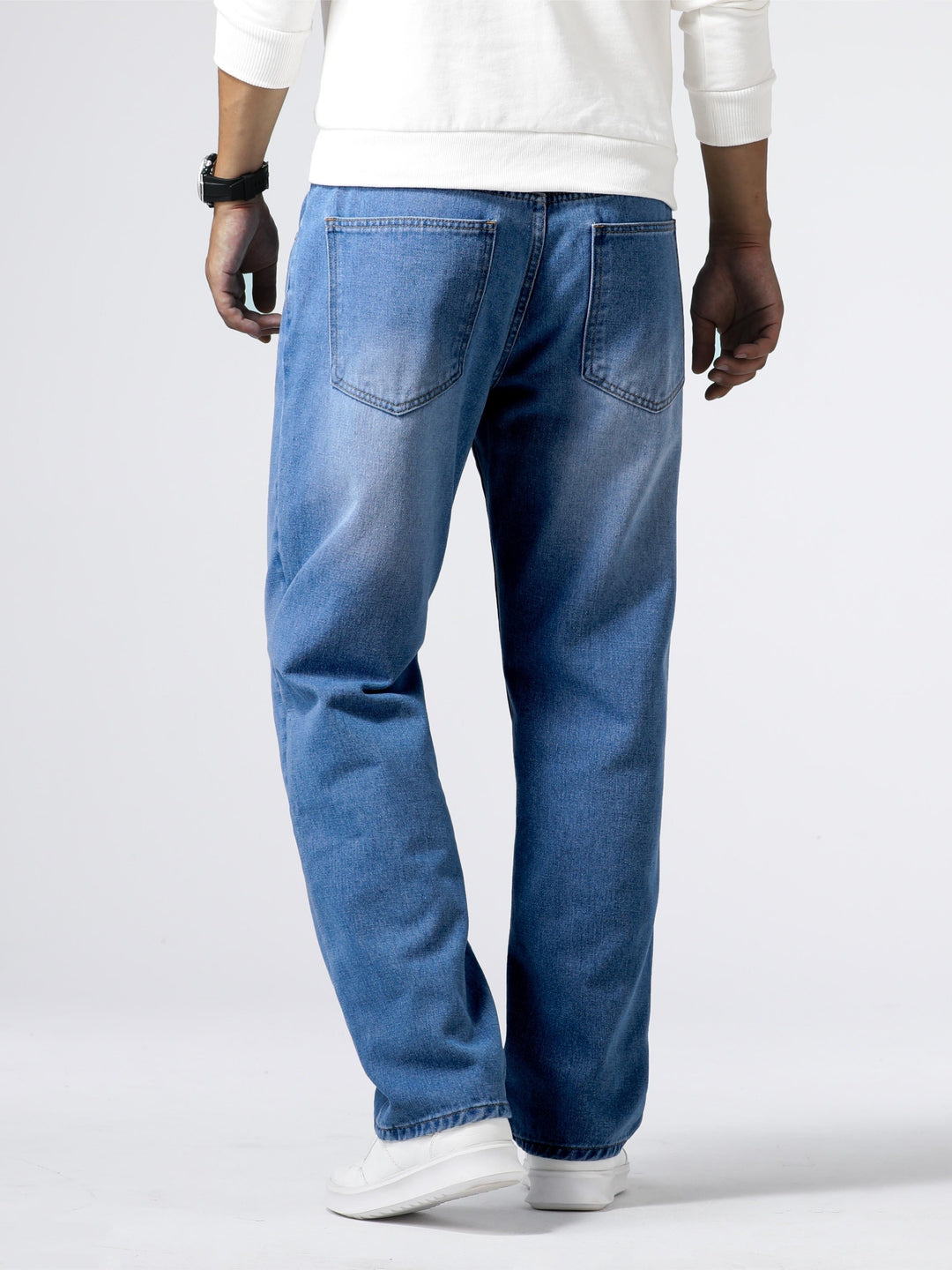 Men's Denim Jeans Straight Leg Washed Blue Everyday Fit