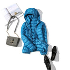 Women's Shiny Quilted Puffer Jacket – Short Zip-Up