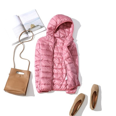 Women's Shiny Quilted Puffer Jacket – Short Zip-Up