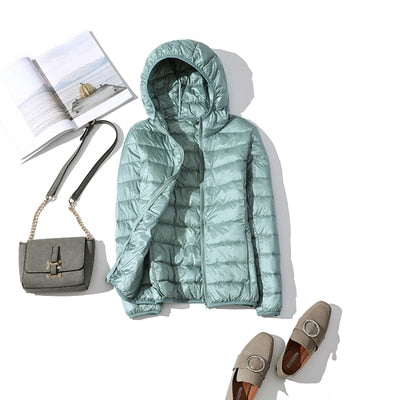Women's Shiny Quilted Puffer Jacket – Short Zip-Up
