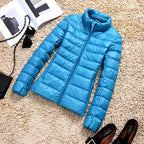 Women's Shiny Quilted Puffer Jacket – Short Zip-Up