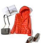 Women's Shiny Quilted Puffer Jacket – Short Zip-Up