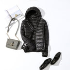 Women's Shiny Quilted Puffer Jacket – Short Zip-Up
