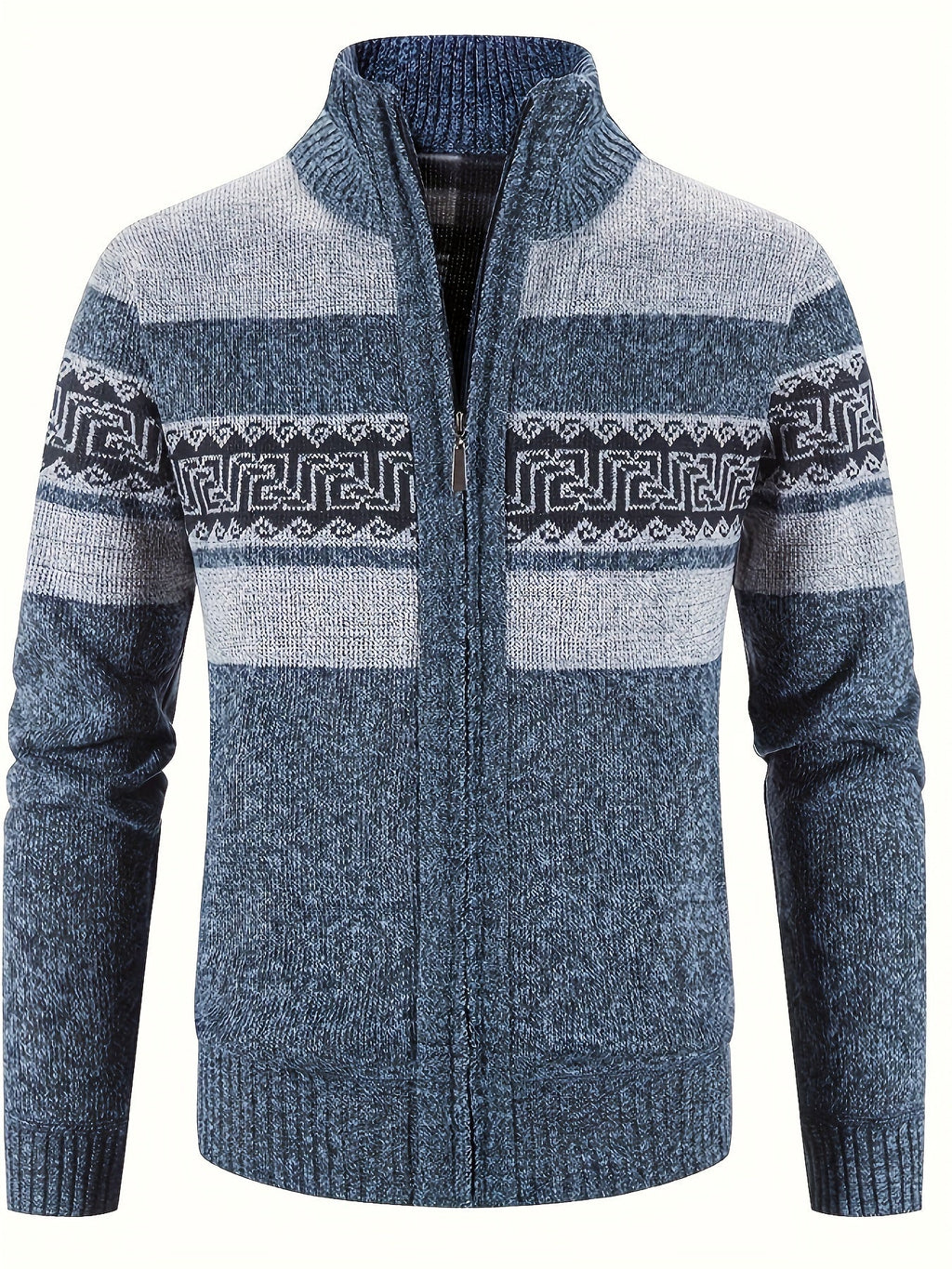 Women's Lined Zip-Front Knit Cardigan with Stand Collar