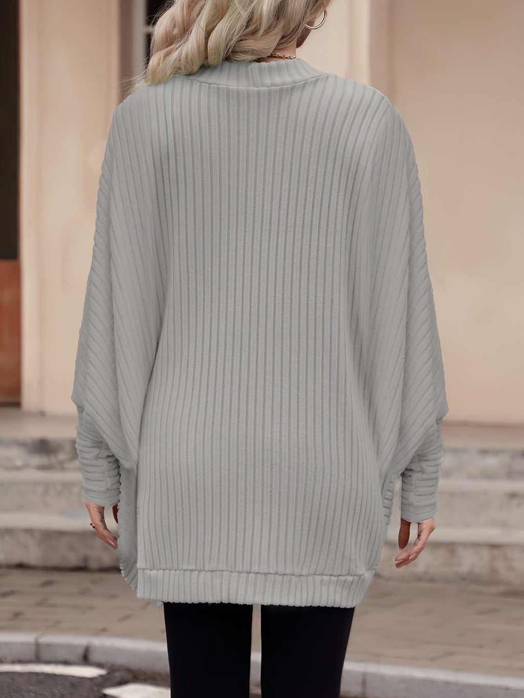 Women's Buttonless Ribbed Drape Cardigan