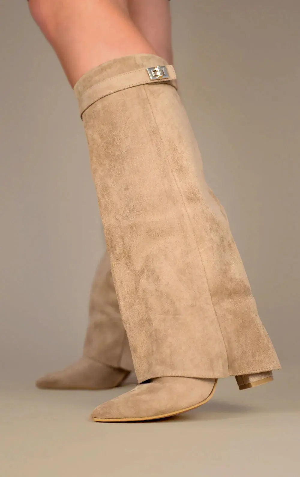 Women's Sleek Tall Leather Boots with Elegant Heel