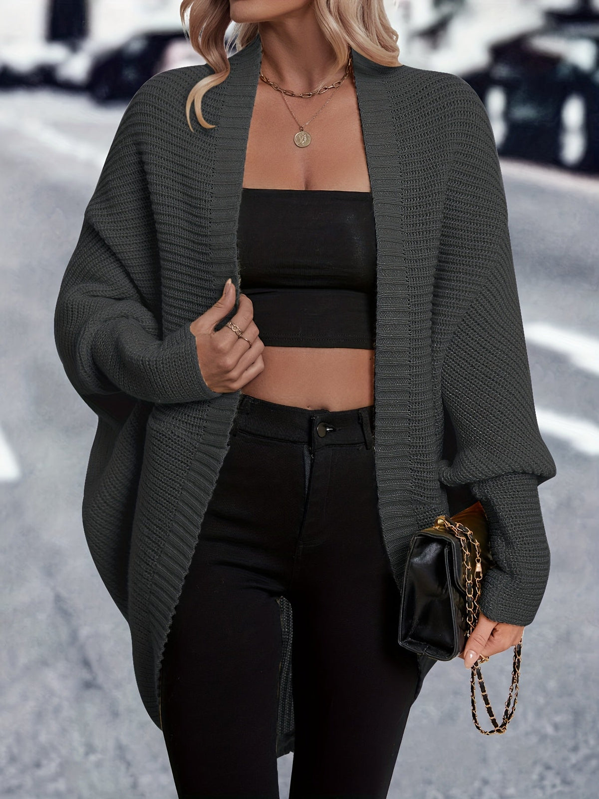 Women's Relaxed Longline Knit Cardigan for Holiday Layering