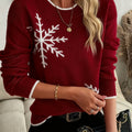 Women's Holly Season Snowflake Knit Pullover - Burgundy