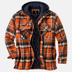 Men's Warm Hooded Overshirt Jacket Printed Quilted Layer