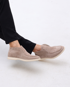 Men's Suede Slip On Loafers Mid Cut Contrast Sole