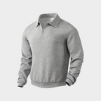 Men's Textured Half Zip Sweatshirt Smart Casual Polo Style