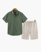 Men's Linen Shirt and Shorts Relaxed Summer Set