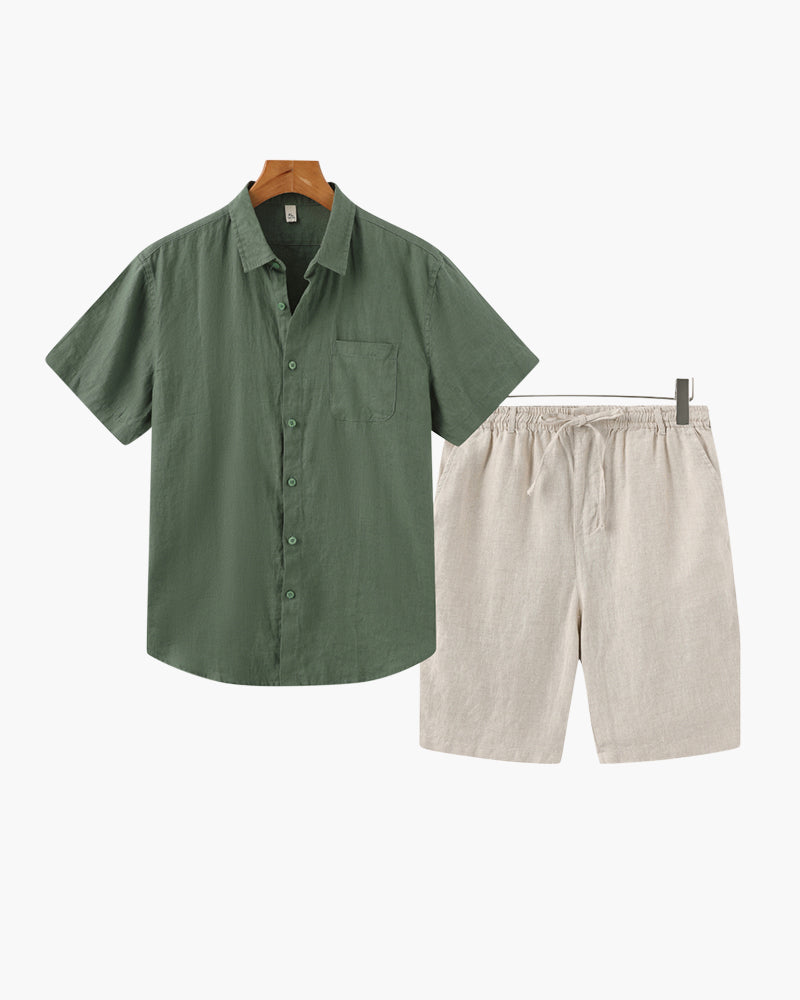 Men's Linen Shirt and Shorts Relaxed Summer Set