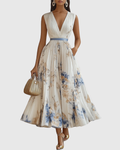 Women's Elegant Pleated Maxi Dress