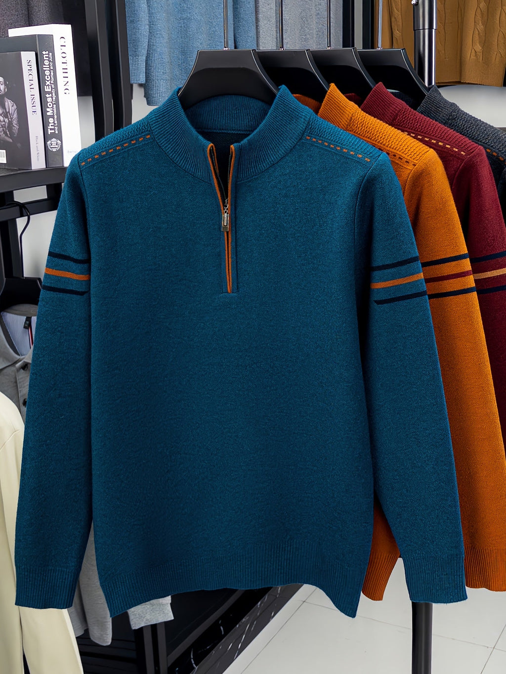 Men's Smart-Casual Knit Pullover with Half-Zip Neckline