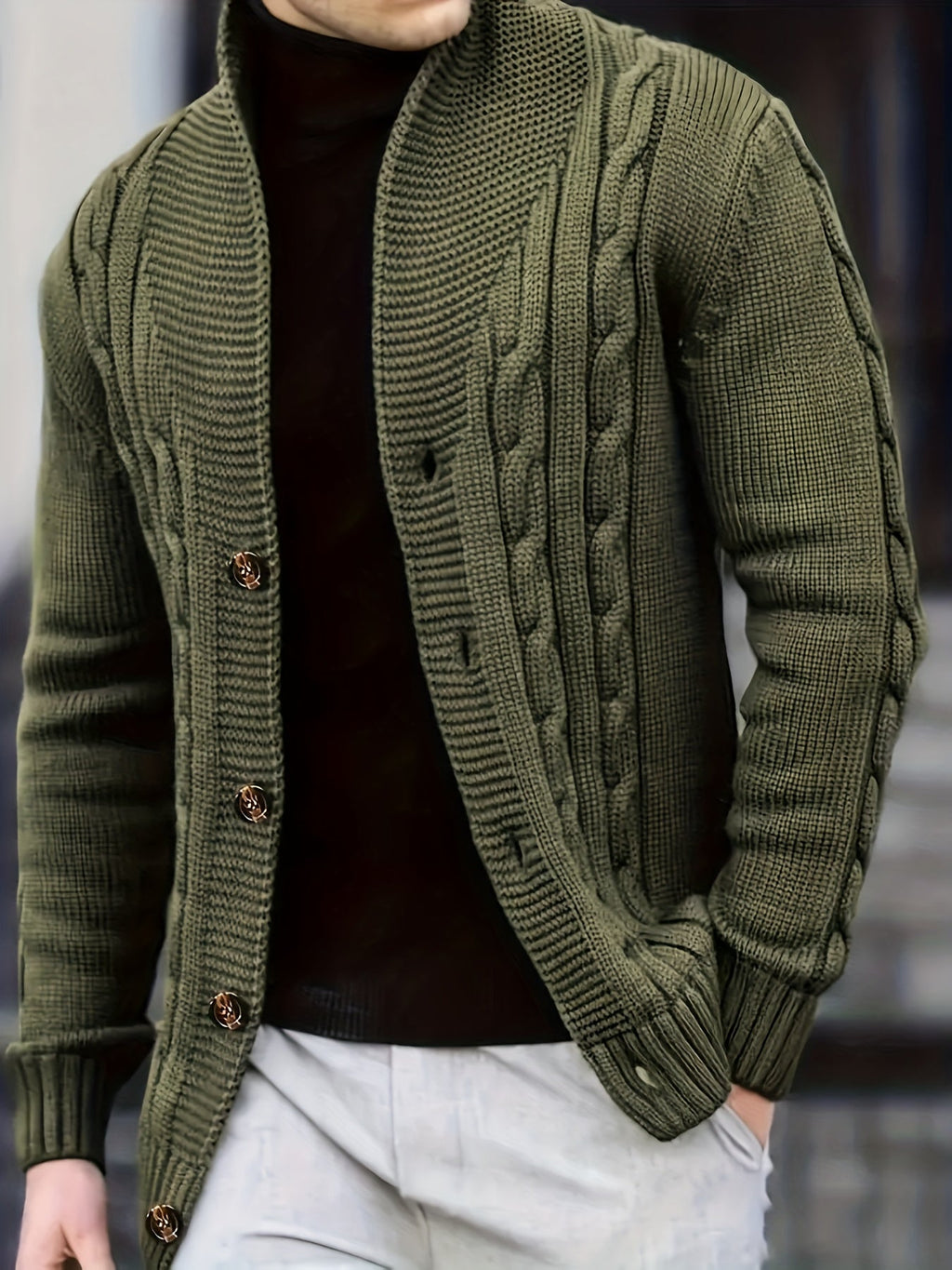 Women's Textured Cable-Knit Cardigan with Button Front
