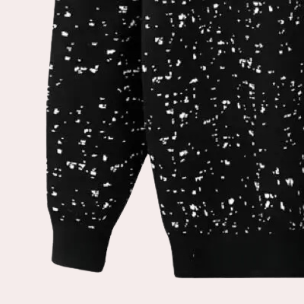 Men's Printed Knit Sweater with Crew Neck Ribbed Trims