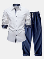 Men's Cotton Shirt and Linen Blend Trouser Set
