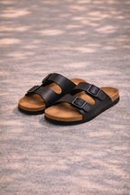 Men's Double Strap Buckle Sandals with Contoured Footbed