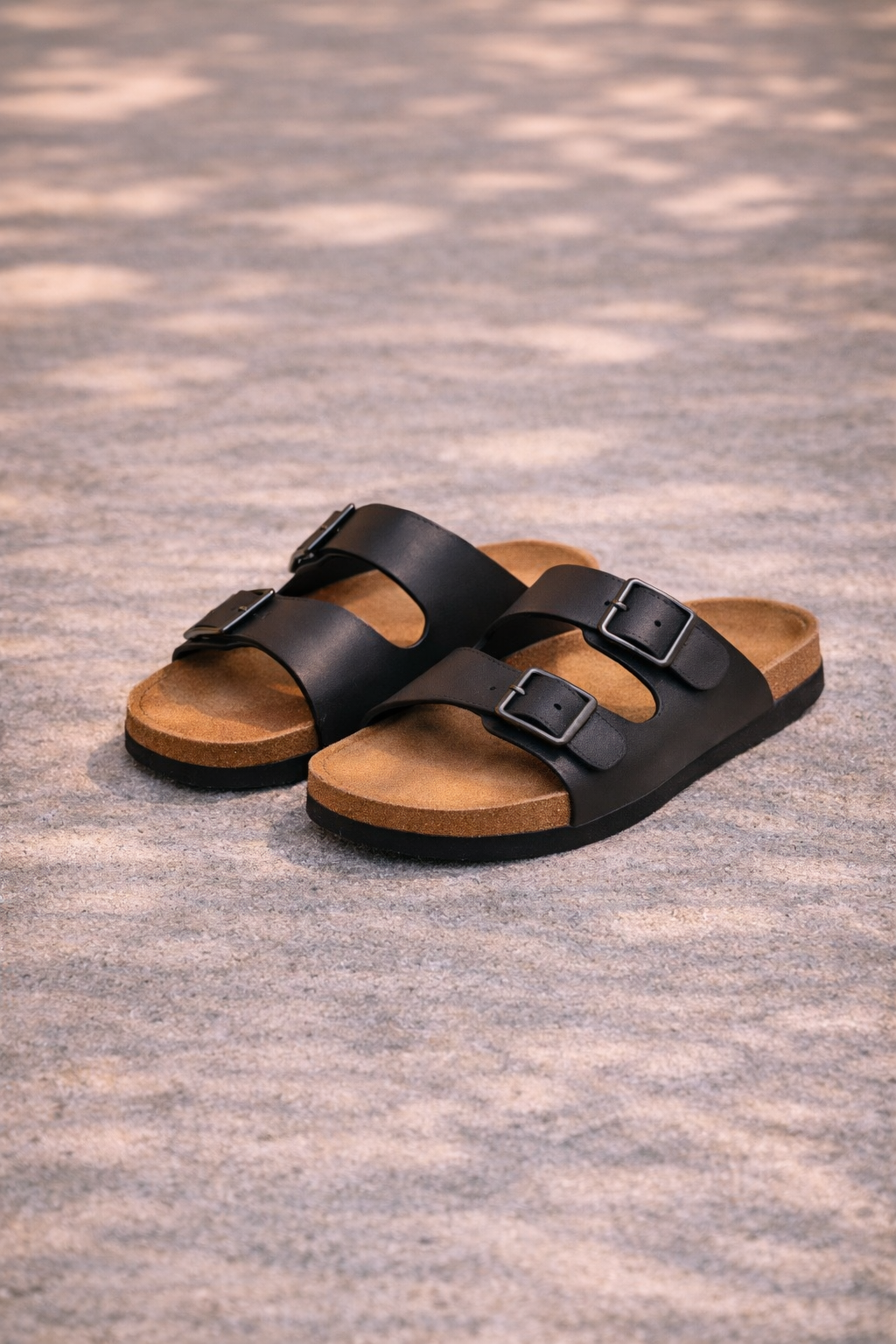 Men's Double Strap Buckle Sandals with Contoured Footbed