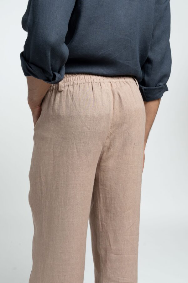 Men's Pleated Linen Blend Trousers Relaxed Tailored Summer Fit