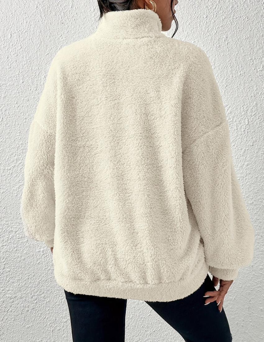 Women's Roomy Half-Zip Fleece Sweater with Pockets