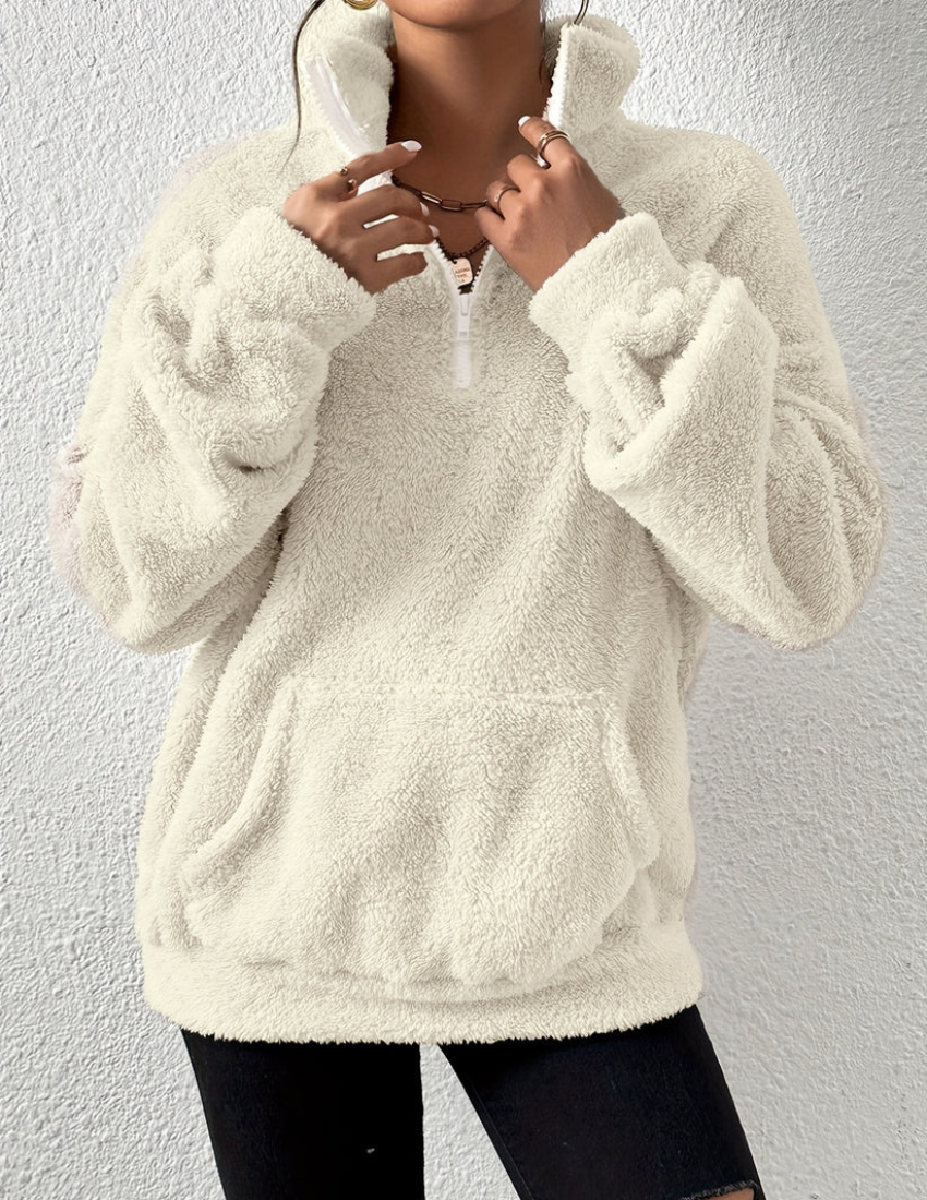 Women's Roomy Half-Zip Fleece Sweater with Pockets