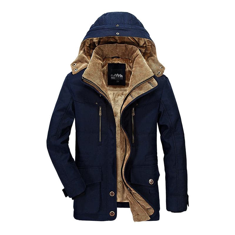 Men's Winter Utility Parka With Zip and Flap Pockets - Black