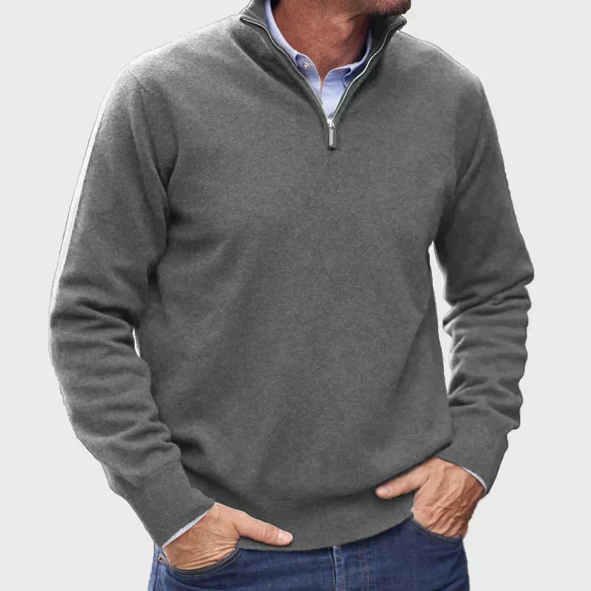 Men's Quarter Zip Sweater Refined Knit Layer for Smart