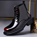 Men's Genuine Leather Derby Boots Polished Lace Up Footwear