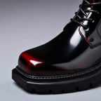 Men's Genuine Leather Derby Boots Polished Lace Up Footwear